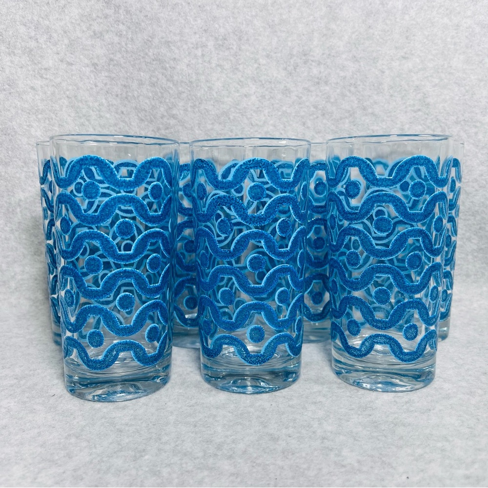 VTG Continental Can Co‎ Glasses Set of 7 MCM 1960's Glasses Tumblers Hazel Atlas